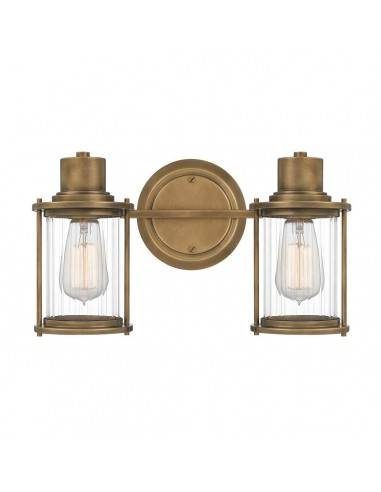 RIGGS Badeværelselampe i stål og glas B38,1 cm 2 x E27 - Antik messing/Klar