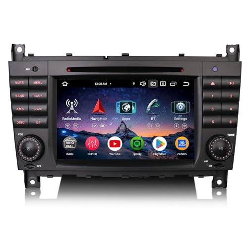 Erisin 8-Core 4GB+64GB Android 14 bilradio CD DVD för Mercedes Benz C-klass W203 CLC-klass G-klass W463 GPS-hållare navigator CarPlay Android Auto Bluetooth 5.0 Dab + WiFi 4G DSP USB RDS Canbus