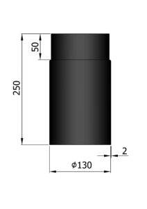 Rökrör Kaminex Rak Svart Ø130 mm Längd 250 mm