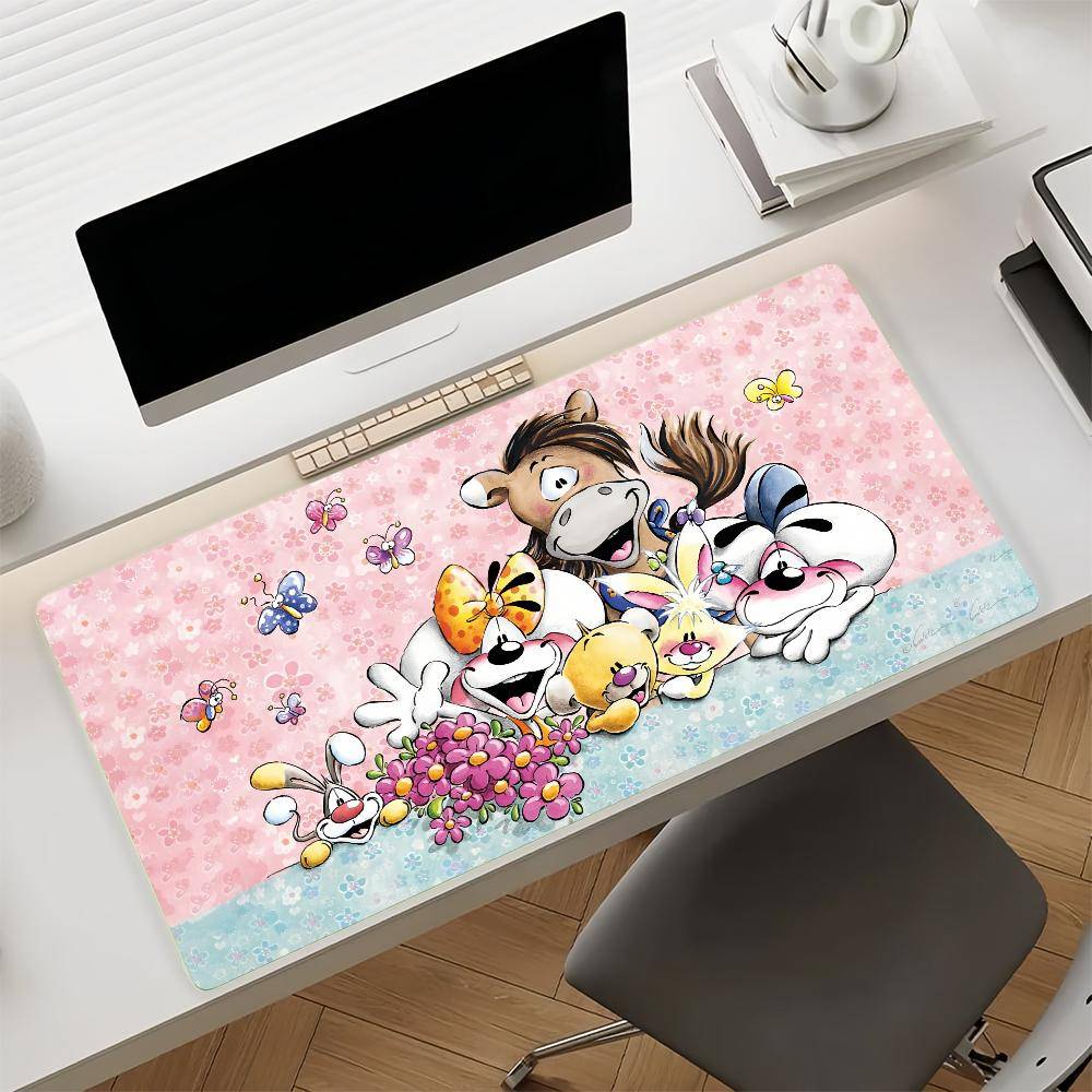 Cartoon Cute D-Diddl Mouse Mouse Pad Large Non-Slip Waterproof Mat Stitched Edge Keyboard Pad for Gaming Daily Office