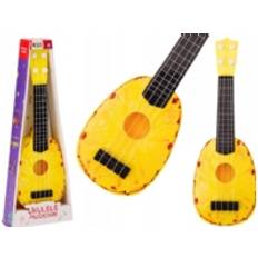 LeanToys Ukulele til børn Miniguitar 4 strenge Ananasmotiv Guitar Gul 15″