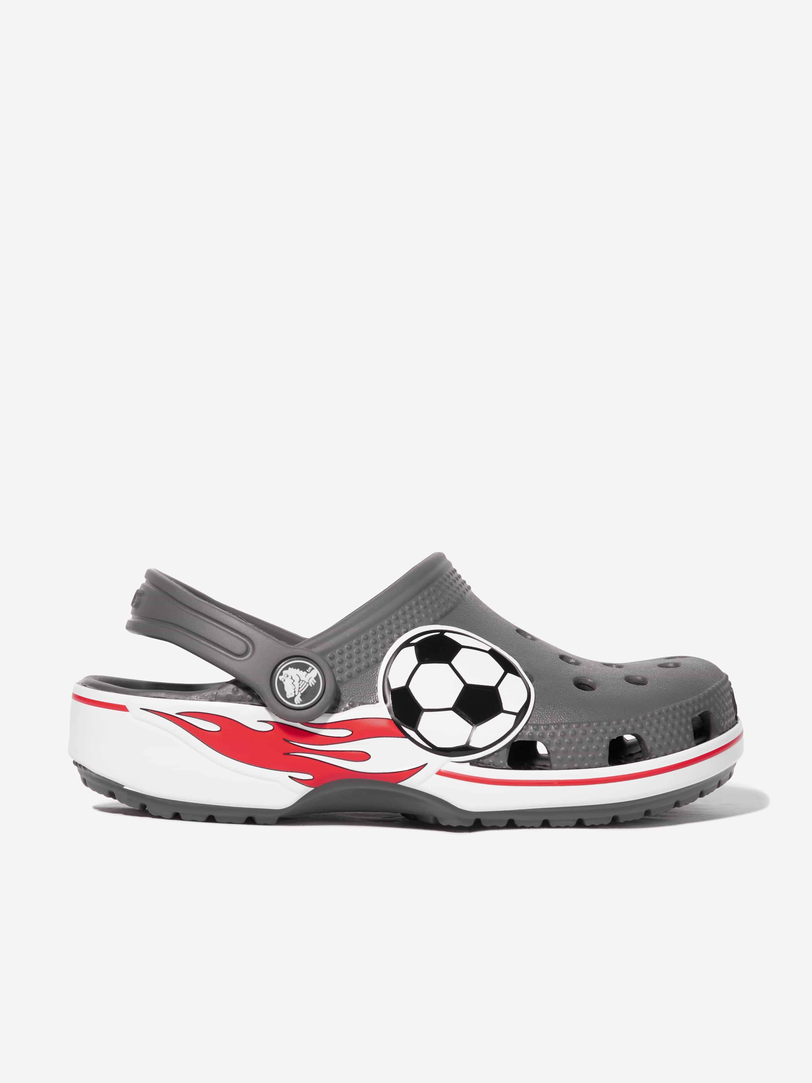 Crocs Boys Classic Soccer Band Clog in Grey - Grey / EU 36 - 37 UK 4 US 4 (EU 36 - 37 UK 4 US 4)