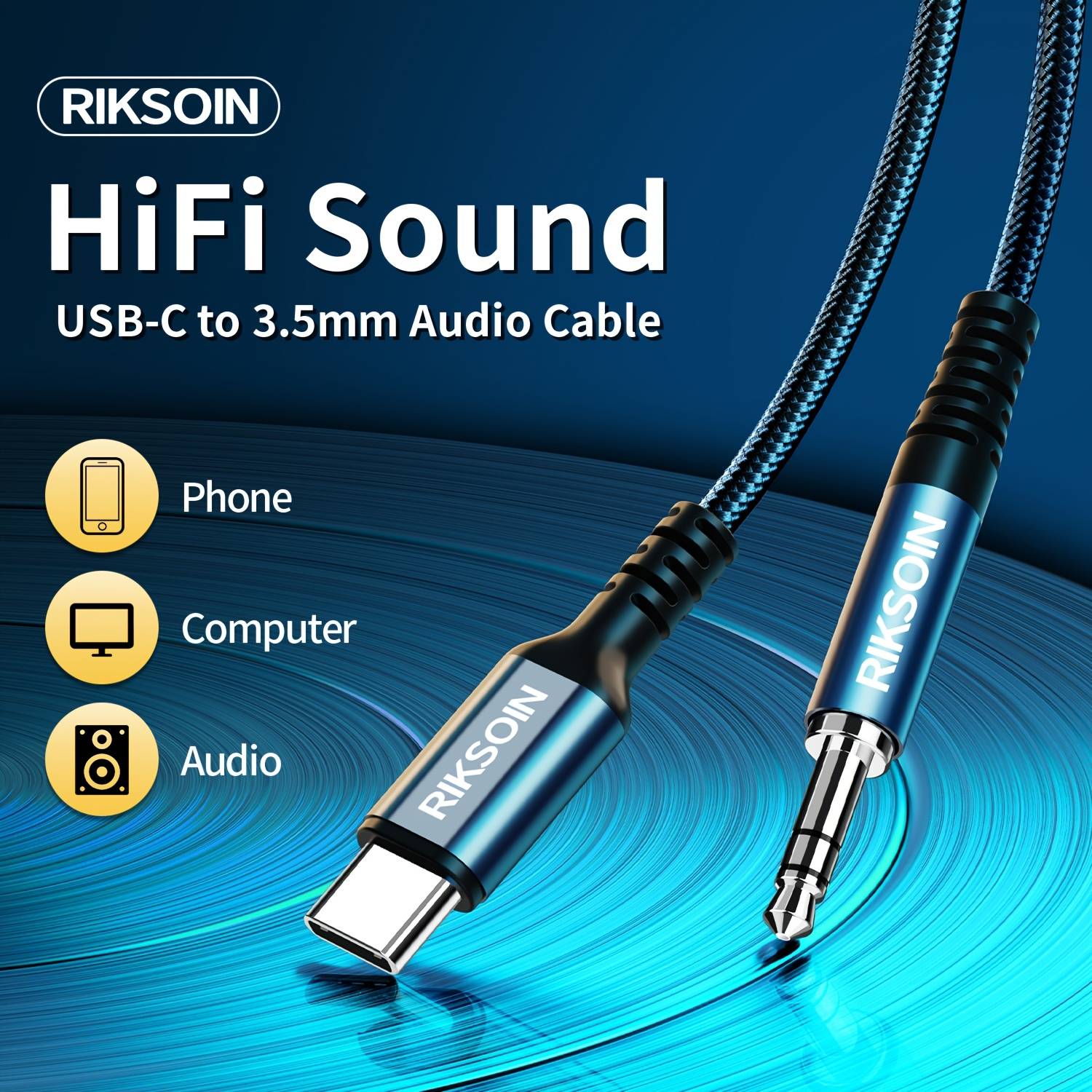 USB C to 3.5mm Aux Audio Cable Nylon Braided Audio Adapter Compatible with iPhone 17 16 15 Series Galaxy S25 S24 S23