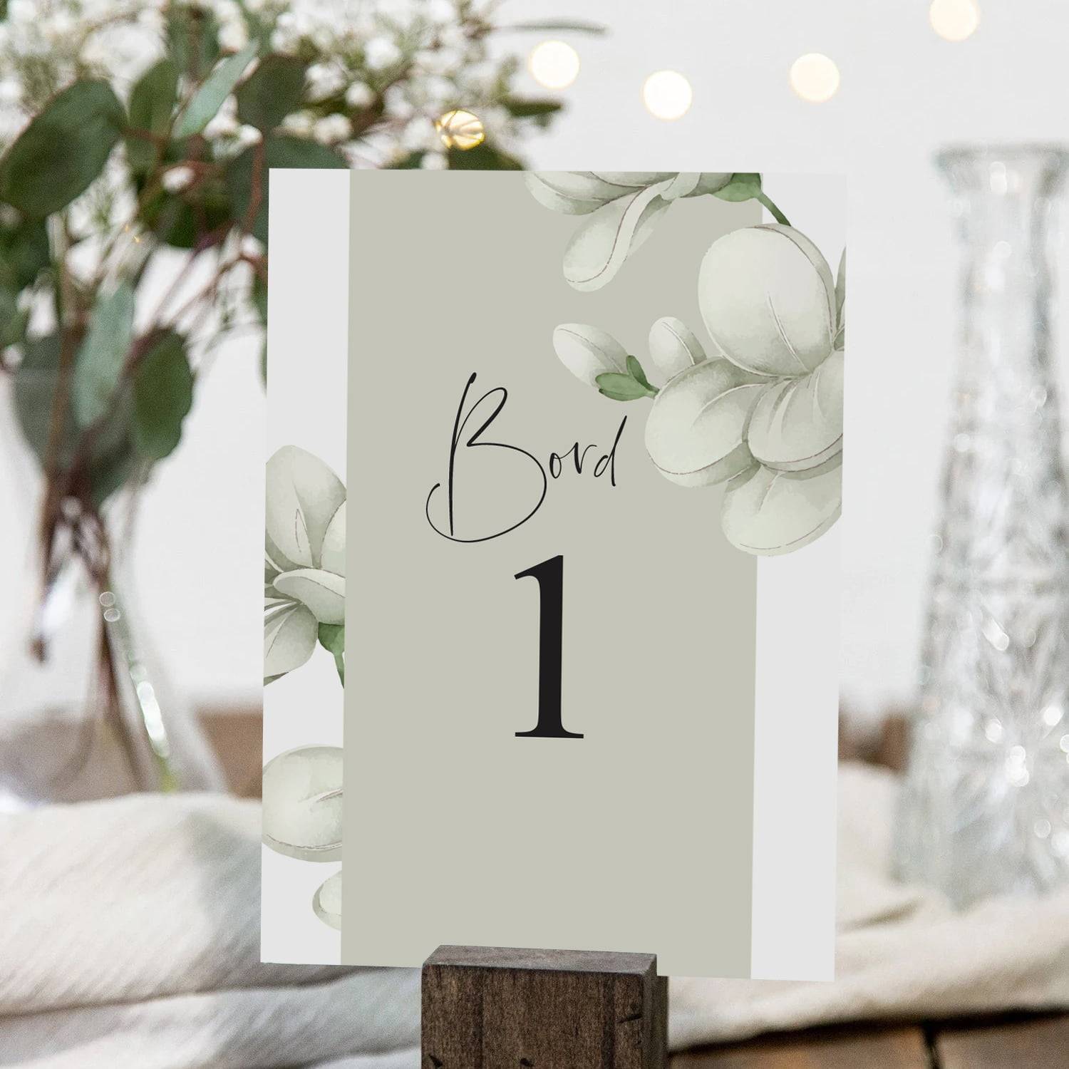 Bordnummer Til Bryllup - Jasmin / Bordnummer 1-12