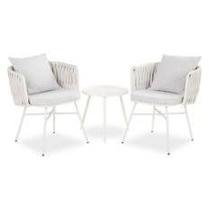 Salon de jardin Table et 2 chaises en blanc