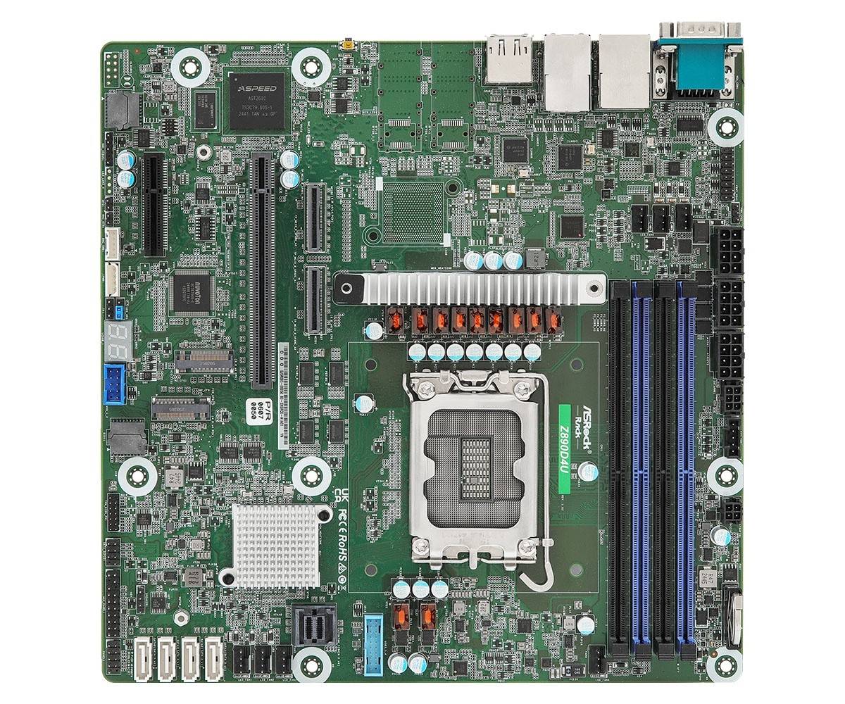 ASRock Z890D4U, 1xSKT LGA 1851, Intel Core Ultra, Z890, SATA, 2xM.2, 2xGbE, IPMI