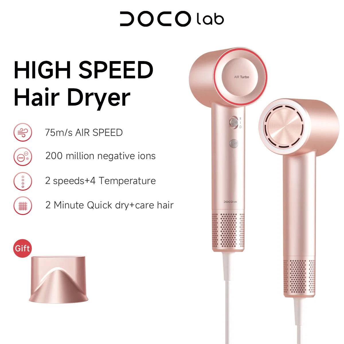 High Speed Hair Dryer 75m/s 200 million Negative Ions Hair Care - pink / UK / CHINA