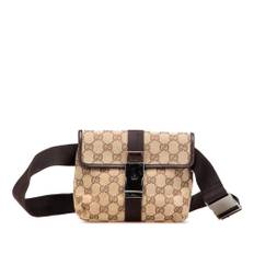 Gucci Vintage, Pre-owned, Dam, ONE Size, Förägare Mönstrad tyg bältesväska med spänne stängning
