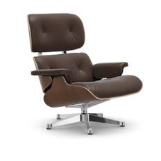 Vitra - Lounge Chair, Black-pigmented Walnut Polished base, Leather Cat. L40 Leather Premium 69 - Fåtöljer - Charles & Ray Eames - Brun - Metall/Trä