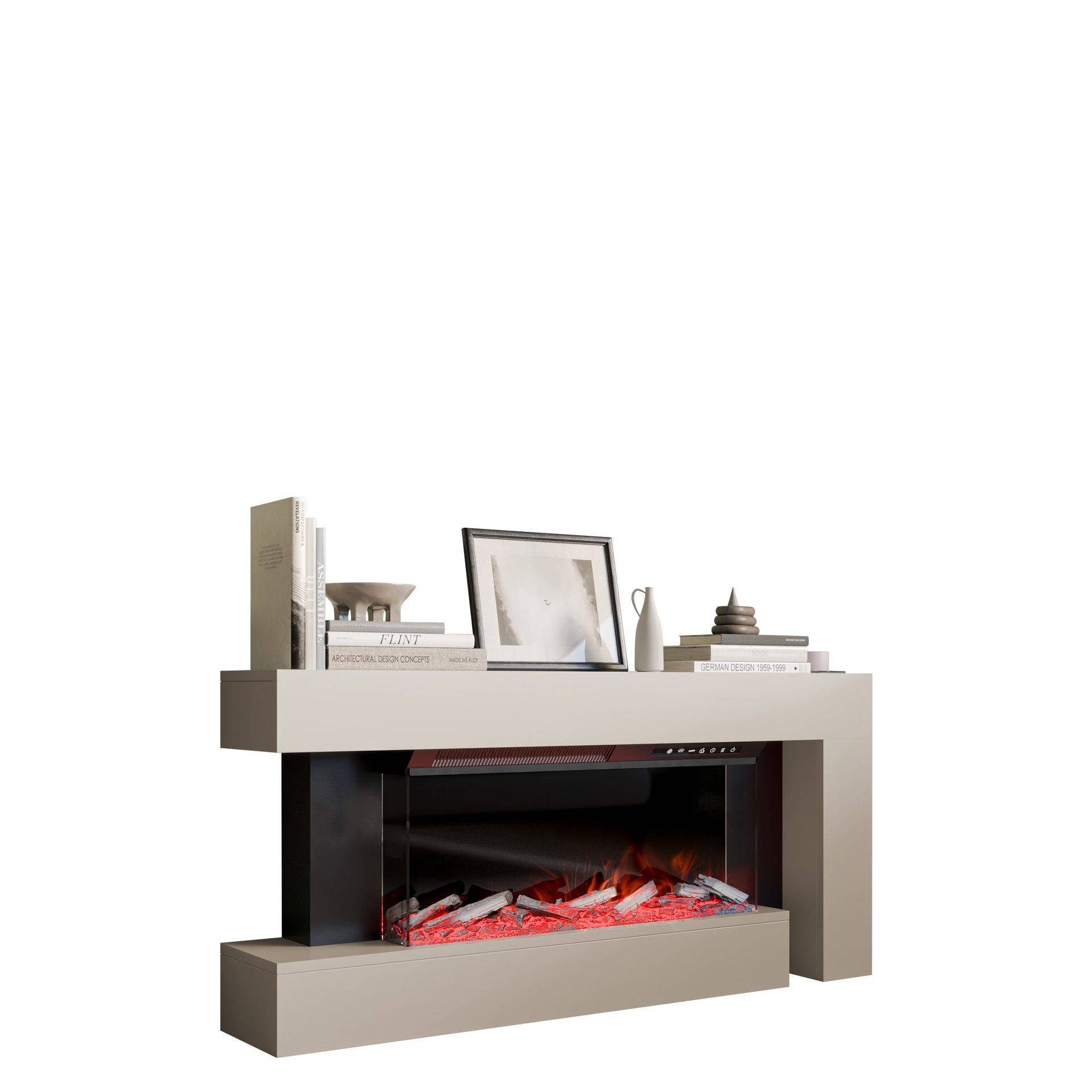 Morvyn Elektrisk Eldstad 120 cm - Elkaminer Beige Glas
