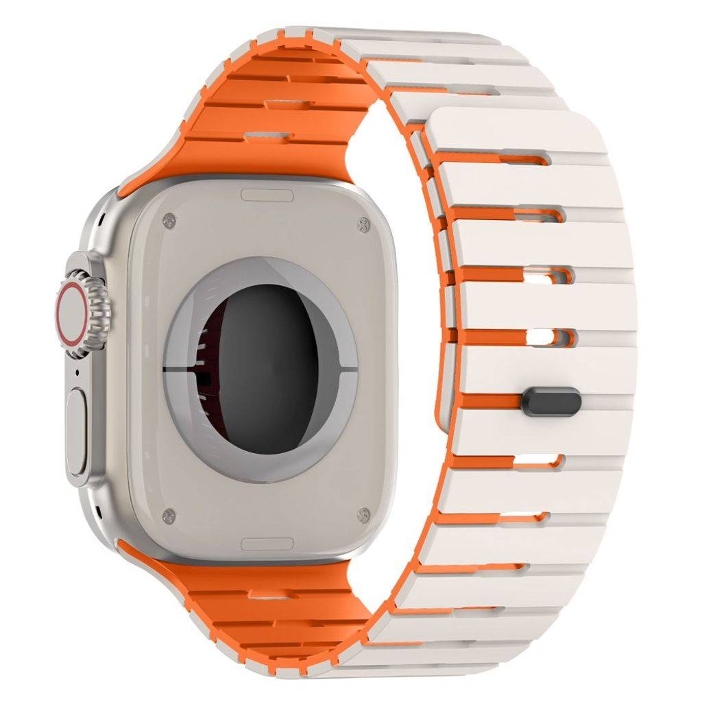 Apple Watch 49/46/44/42mm Tvåfärgat Klockarmband Silikon - Vit/Orange