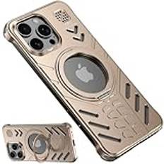 LOXO Skyddsfodral för iPhone 16 Pro Max/16 Pro/16, metalltelefonfodral i militärkvalitet med 360° vridbart stativ, värmeavledningsdesign, kompatibelt med MagSafe, Desert Titanium, 16 Pro