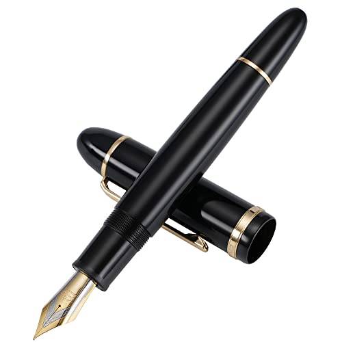 Jinhao X159 reservoarpenna #8 medium spets, svart med gyllene klämma akryl stor storlek skrivpenna