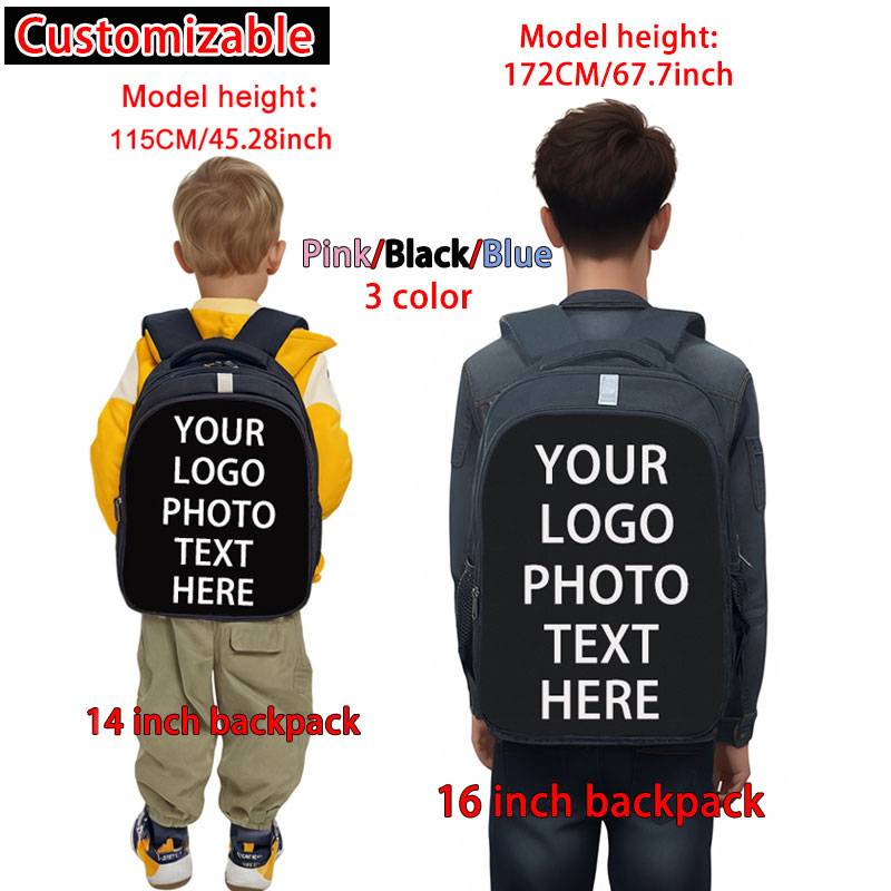 14/16 Inch Customize Pink/black/blue Backpack Women Men Rucksack Student School Bags for Teens Daypack Laptop Backpack Bookbag