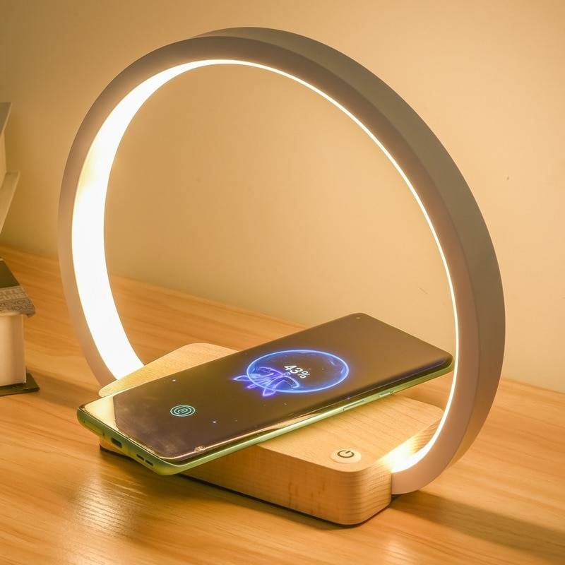 Multifunktion bredvid lampa trådlös mobil laddning sovrum bordslampa ögonskydd studie lampor usb laddning touch switch ljus - Rådjur