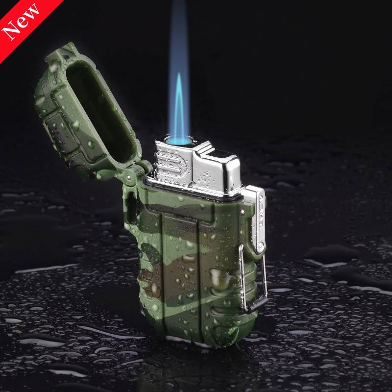 Hot New Waterproof Butane Gas Lighter Portable Outdoor Windproof Turbine Kitchen Barbecue Camping Cigar Lighter Gifts For Men