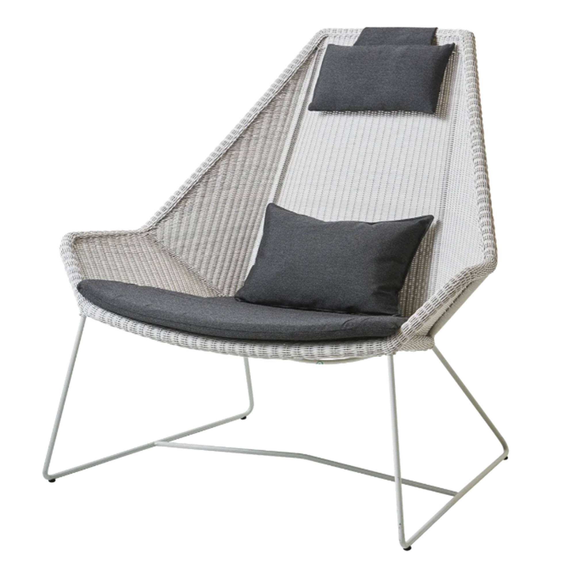 Breeze Highback Loungestol White grey Black, Cane-line Natté.
