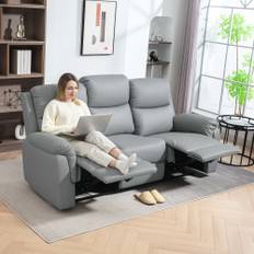TV-lænestol med lænefunktion, 3-personers sofa TV-stol med pocketfjeder, biografstol med dobbelt lænestol, fodstøtte, hurtig montering til stue, mørkegrå