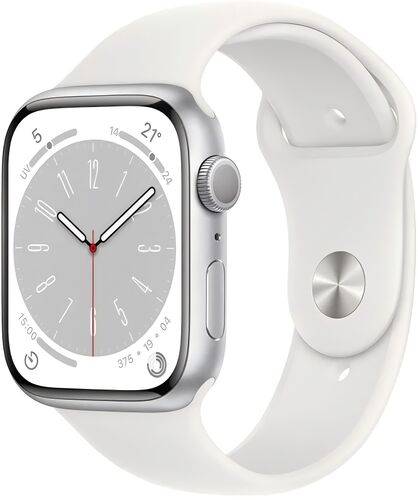 Apple Watch Series 9 Aluminium 45 mm (2023) | GPS + Cellular | silver | Sportband vit M/L