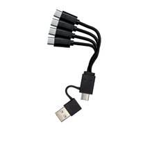 USB-A/USB-C 2.0 til 4x USB-C lade- og datakabel, sort, 0,1m
