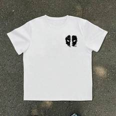 Minimalistisk svart Deadpool Head Logotyp grafisk rundhalsad kortärmad vit T-shirt för män, sommar - Vitt (L,M,XL,XXL,XXXL)