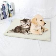 Självuppvärmande katt hund säng matta varm lamm sammet kennel mjuk hund säng husdjur kennel hus katt bo filt sovsäck djurtillbehör - Vit