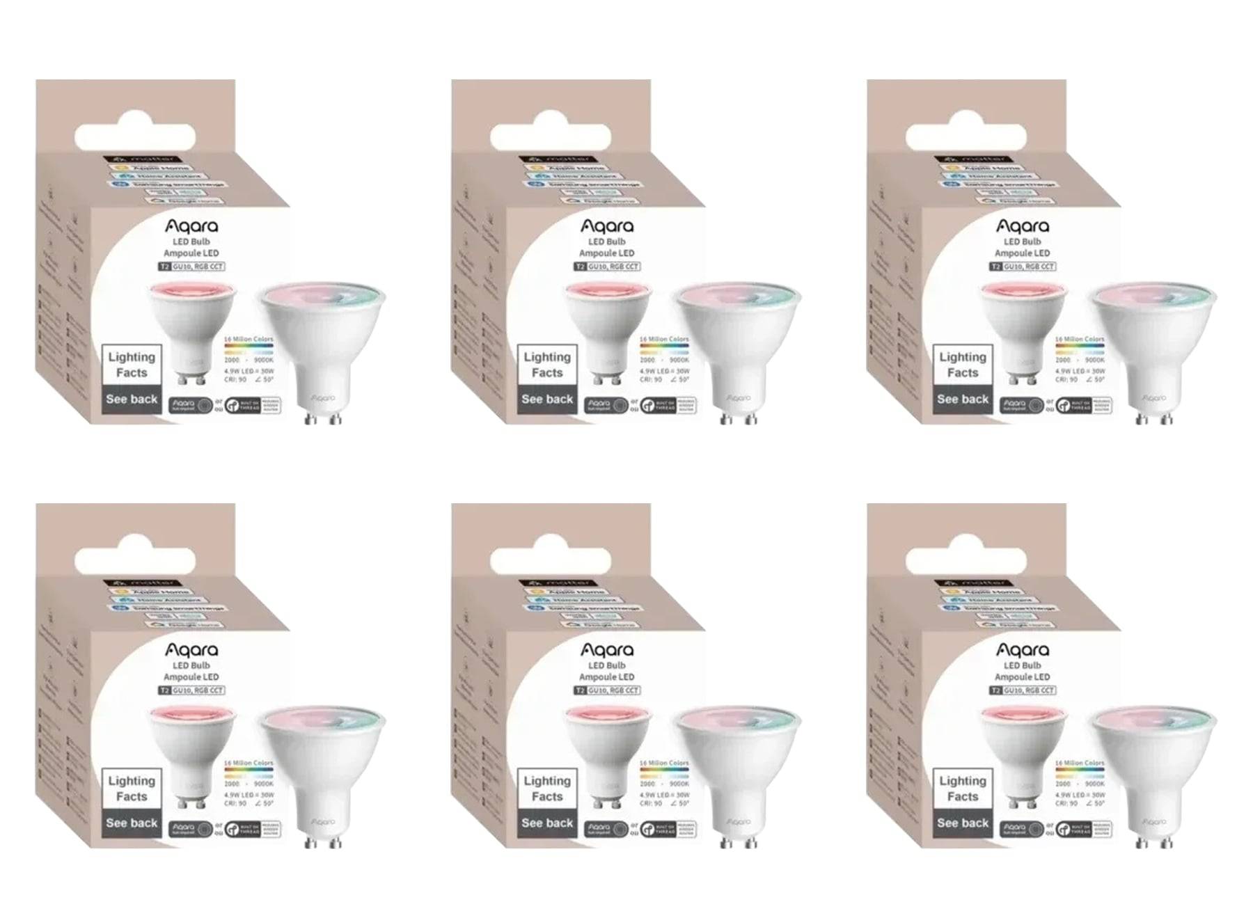 Aqara GU10 LED Lampa T2 (RGB + CCT) – 6-pack Smarta Spotlights