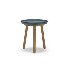 Tureen Soffbord | Verde Alpi Marmor/Ek | Ø38, H43 - Turkos
