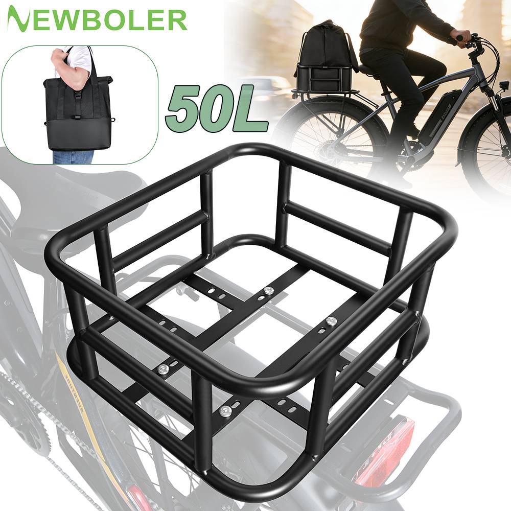 New Rear Bike Basket Bicycle Cargo Rack Bag Large Capacity Fron E-Bike Basket Bike Baskets Rear Rack for Outdoor Travel Shopping