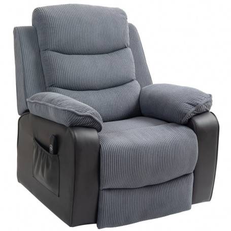 Relax Fåtölj med Lyfthjälp med Fjärrkontroll och Sidfickor, Mörkgrå