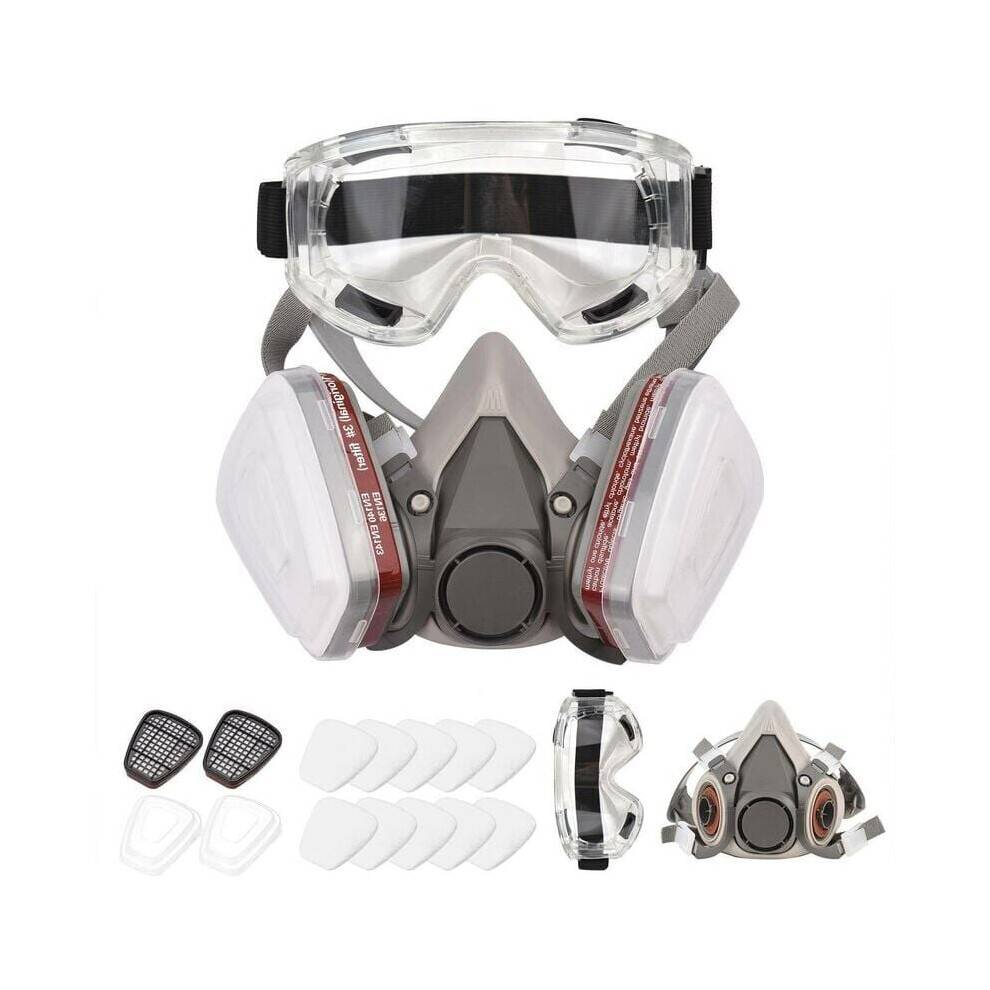Genanvendelig åndedrætsværn gasmaske halv ansigtsmaske skjold 6200 ansigtsmaske med filtre kompatibel med støv, dampe, asbest, kemikalier og