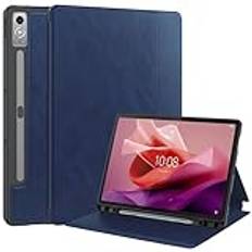 Tablettskydd Premium läder Flip Cover Tablet Fodral Kompatibel med Lenovo Tab P12/Tab Pad Pro 12,7 tum Fodral Sleep/Wake Function S Pen Hållare, Book Style Skyddsskal - Business Läderfodral Hemma för