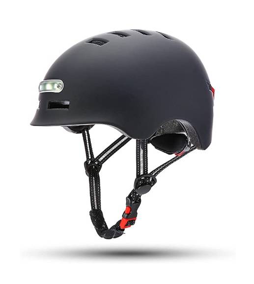 Hjelm med lys til el-løbehjul M 54-57 CM.