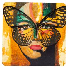 Carolina Gynning - Golden Butterfly Glasunderlägg 9x9 Cm Multi - Gul