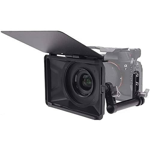 Hersmay Mini matt låda lätt clip-on lins matt låda med 15 mm stångklämma för DSLR spegellös kamera för Sony A7IV A9 A7 A7R A7S II III IV; för Nikon Z6 Z7 II; R5 R6 M5 M50 GH5 BMPCC 4K 6K Pro