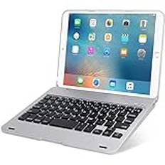 Tangentbordsfodral för iPad 7,9" Mini 3/iPad Mini 2/iPad Mini 1 Löstagbart trådlöst Bluetooth-tangentbord Folio Flip Smart Cover med hopfällbart stativ Tyst typning,Silver grey