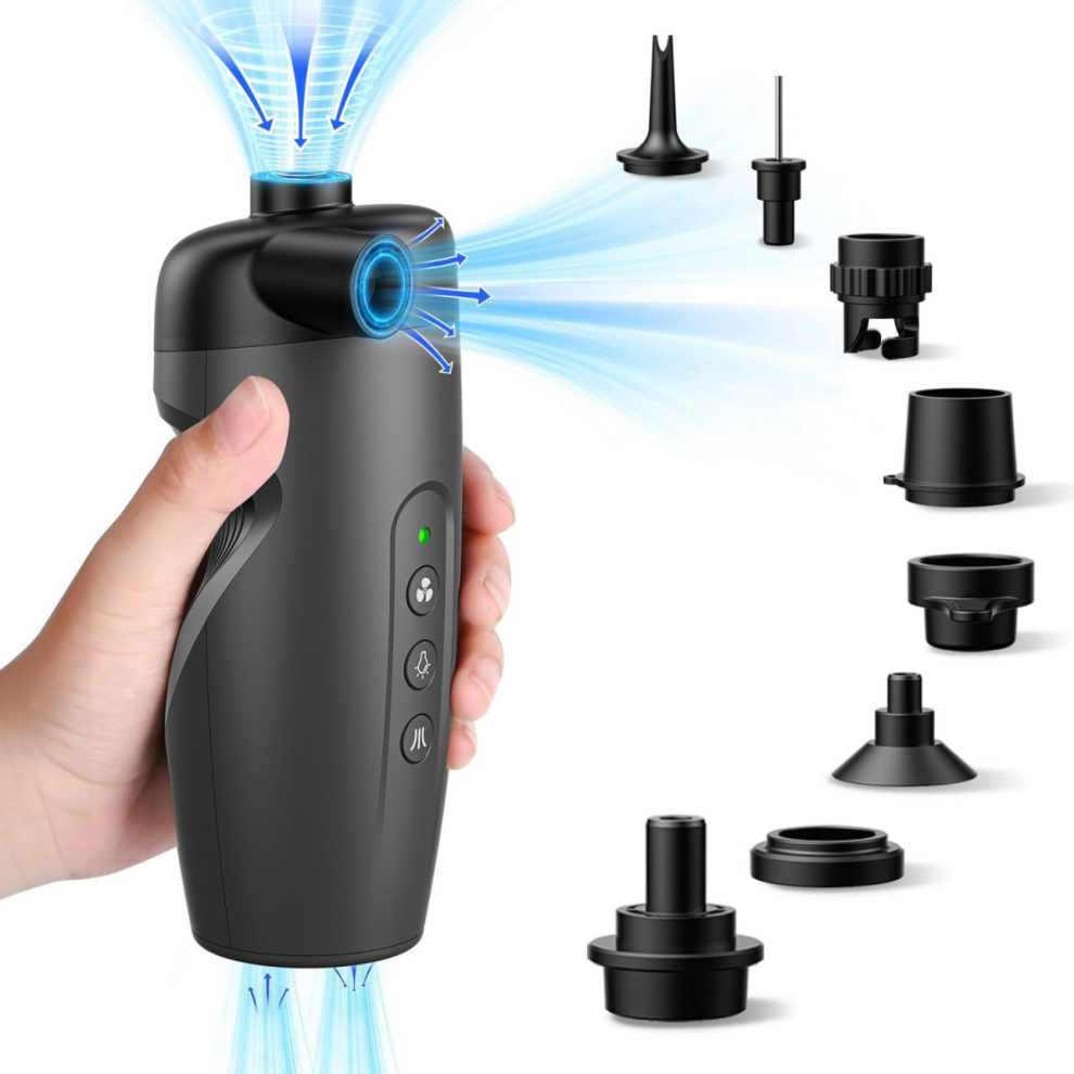 Kompatibel med 20PSI elektrisk luftpumpe, elektrisk oppustning, med 7 luftdyser og adapter, 2-i-1 hurtigoppustning/tømning til oppustelig