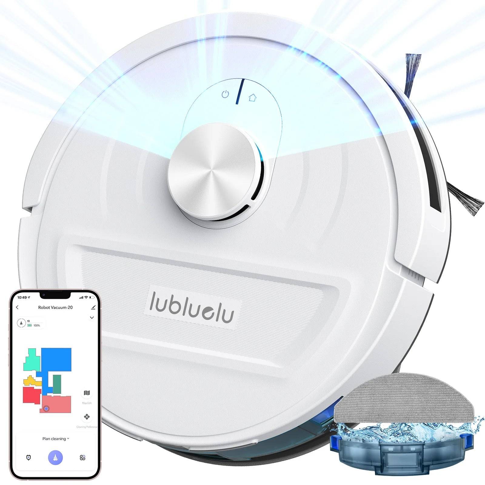 5500Pa Robot Vacuum and Mop, 3 in 1 Robotic Vacuum Cleaner, Lubluelu L20 Smart Mapping, 30 No-go Zones, WiFi/App/Alexa - L20 / UK / GERMANY