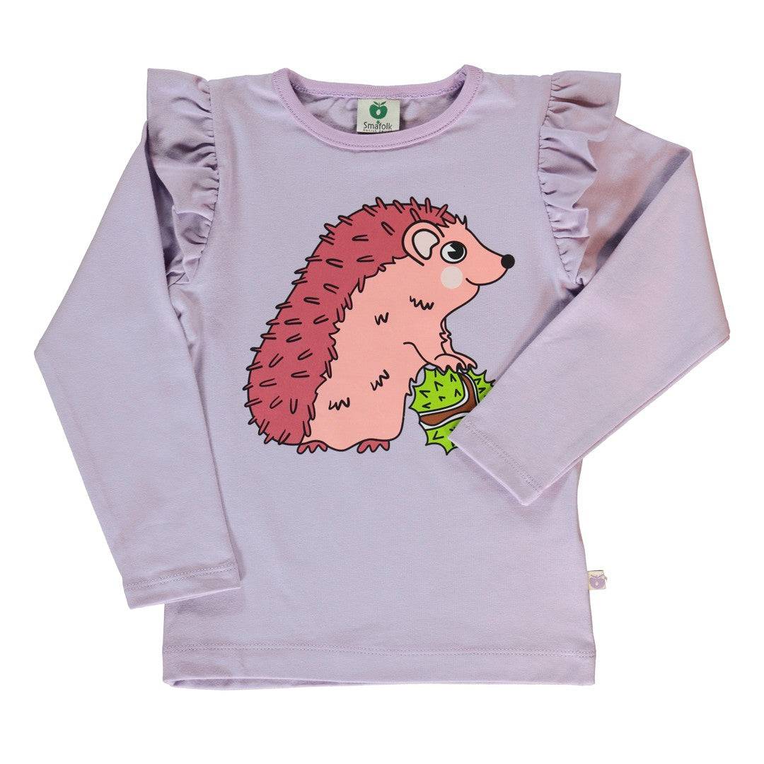 Langærmet bluse med pindsvin - Orchid Petal / 7-8