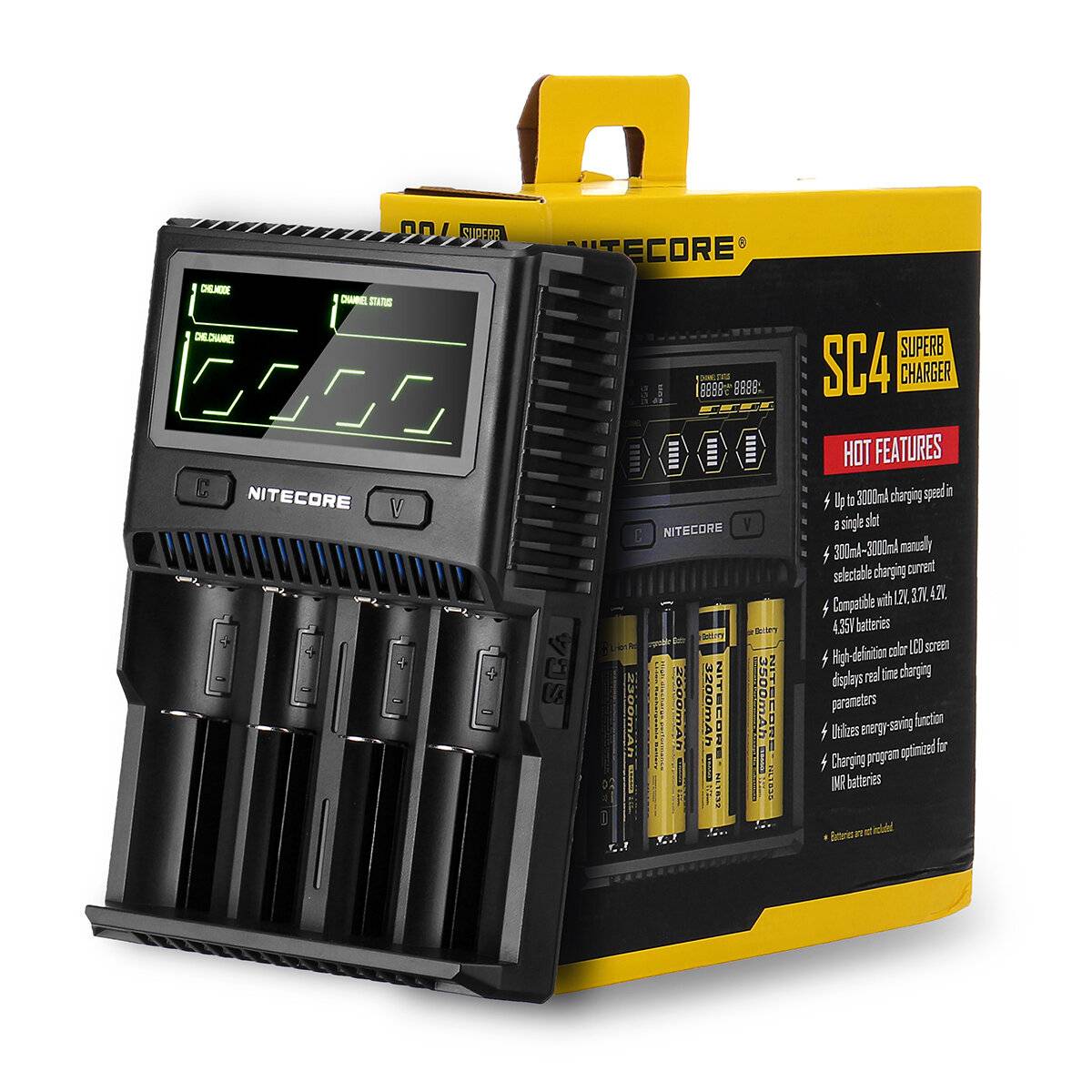 Nitecore SC4 3A Snabbladdning LCD Intelligent Batteriladdare Super för Li-ion IMR LiFePO4 Batterier För Ficklampa RC Lek