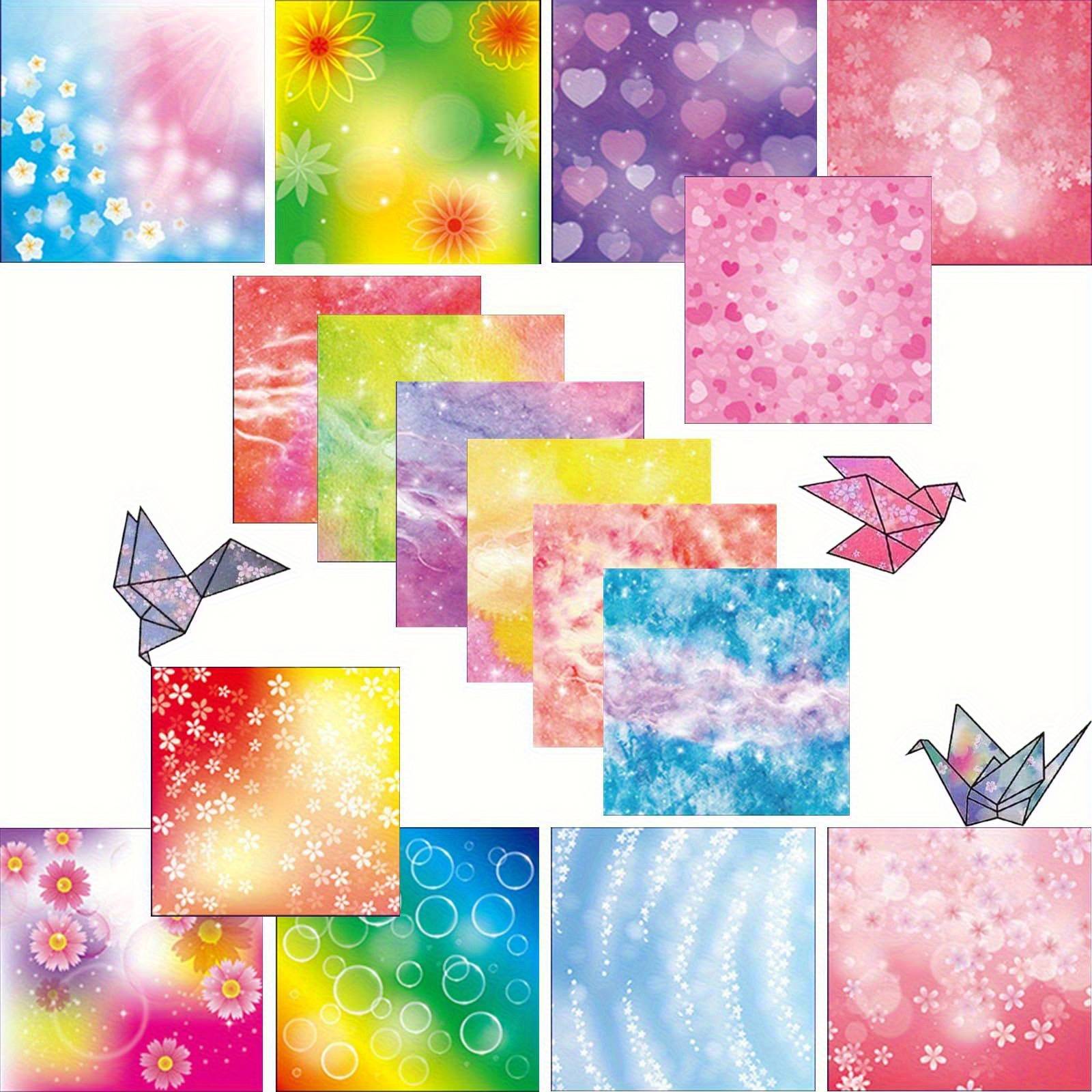 TEMU 100 Sheets Of Double-sided Colored Origami Paper- 15x 15cm/ 5.9inch Craft Paper, Bright Colors, Heart And Flower Patterns- Origami, Scrapbooking, And Card Making, Paper Crafts