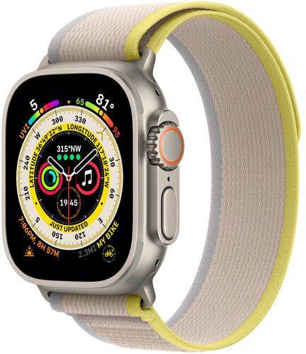 Apple Watch Ultra 2 (2023) | GPS + Cellular | sølv | Trail Loop gul/beige S/M