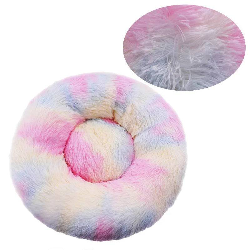 Round Plush Pet Bed — Washable Warm Basket for Dogs & Cats, 6 Sizes - Colours / 70cm (70cm)