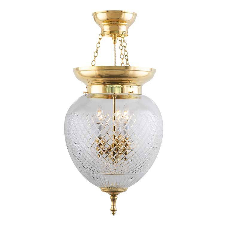 Foyerampel - 200 messing, slebet, klart glas