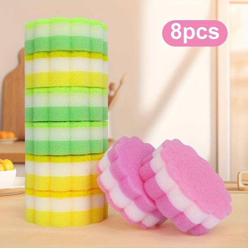 Colorful Sunflower Kitchen Cleaning Dishwashing Sponge Block, Durable And Absorbent Cleaning Tool, Colors Sent