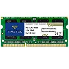 Timetec 8GB DDR3 1333MHz PC3-10600 Non-ECC Unbuffered 1,5V CL9 2Rx8 Dual Rank 204-pin SODIMM Laptop Notebook PC Minne Minne RAM Uppgradering (8GB)