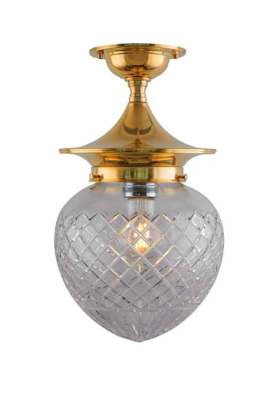 Loftslampe - Dahlberg 100 messing klart glas dråbe