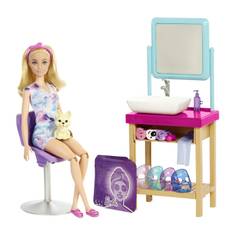 Barbie HCM82 - Glitzermaske Spa-Tag Spielset, blonde Puppe, 7...