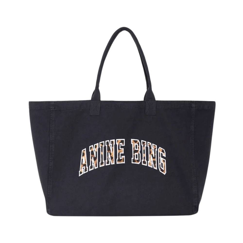 Anine Bing Leo Canvas Tote - Tasker - Dame - Sort - ONE SIZE - Bomuld