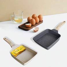 1st japansk tamagoyaki (rullad omelett) panna, aluminium kompositbotten non-stick rektangulär stekpanna, värms upp snabbt, lätt, hållbar, lätt att ren - Multifärgad (svart,Vit)
